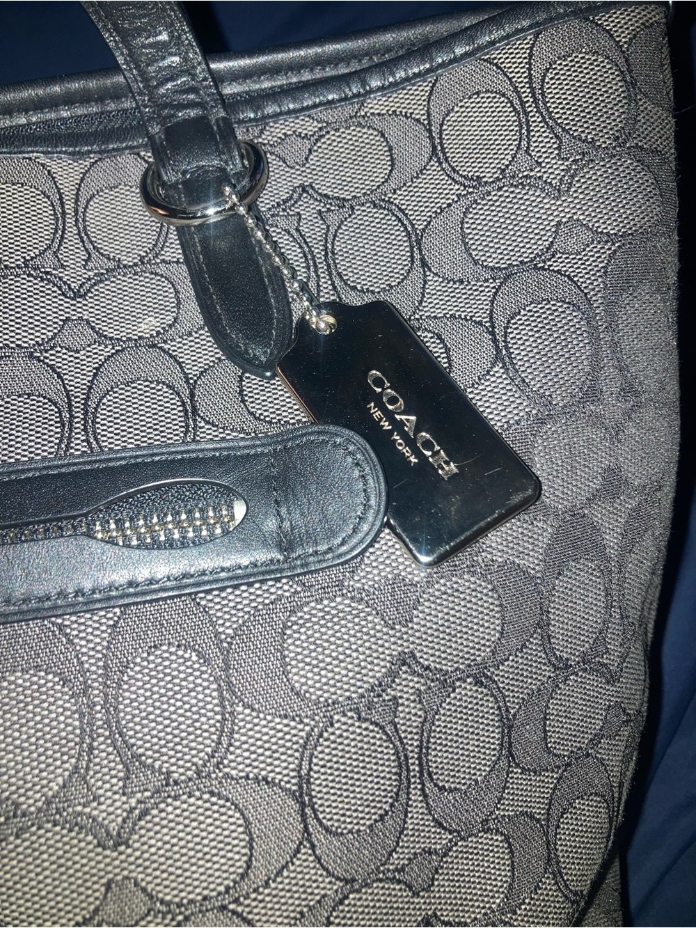 Coach Brown Signature Canvas Tote with Black Trim - Picture 4 of 13